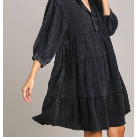 Size Large Umgee snow washed cotton gauze dress in Ash - Picture 13 of 14